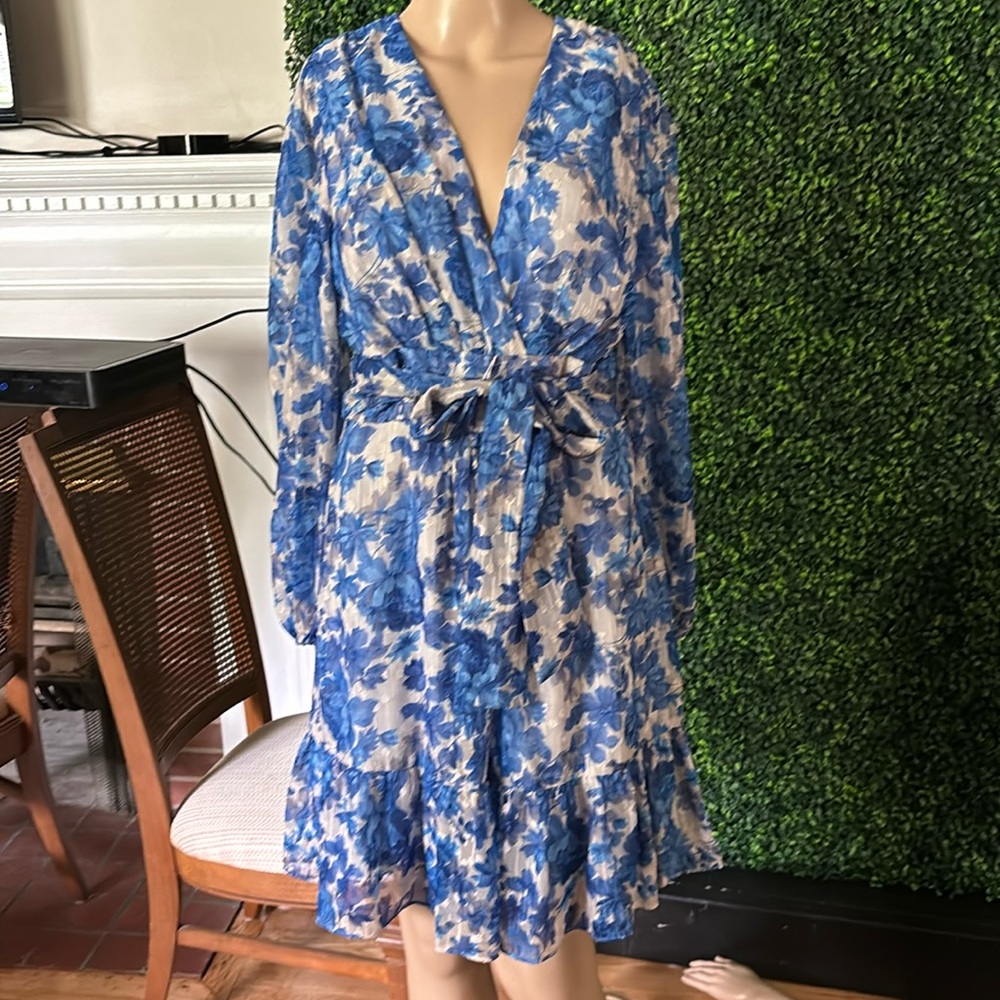 Alex Marie Womens blue Floral spring dress sleeved